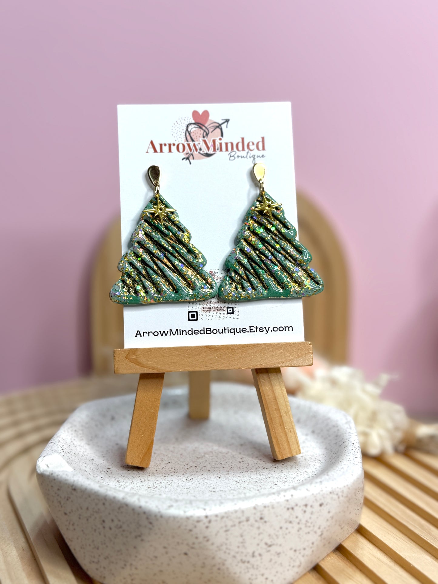 Handmade Festive Christmas Tree Earrings