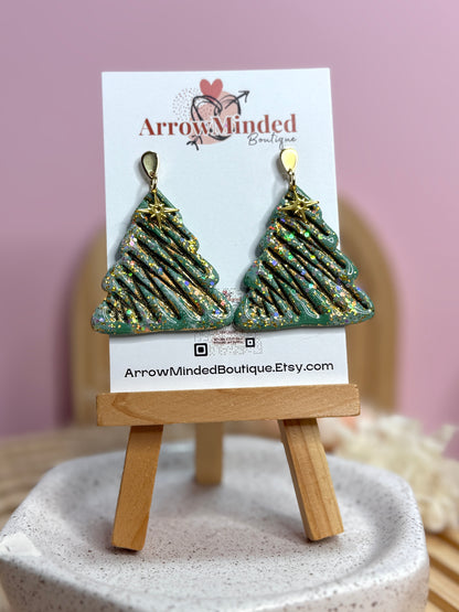 Handmade Festive Christmas Tree Earrings