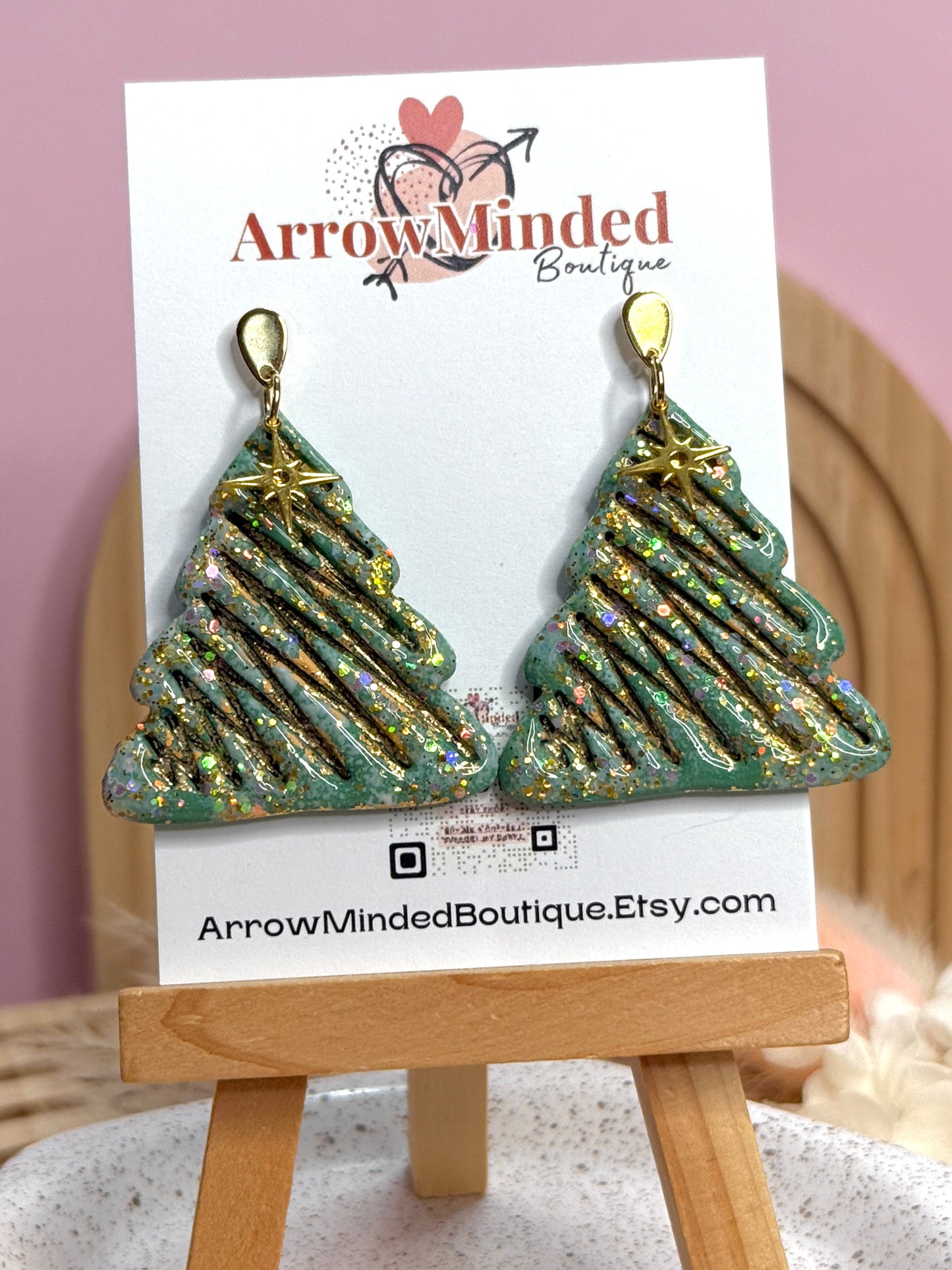 Handmade Festive Christmas Tree Earrings