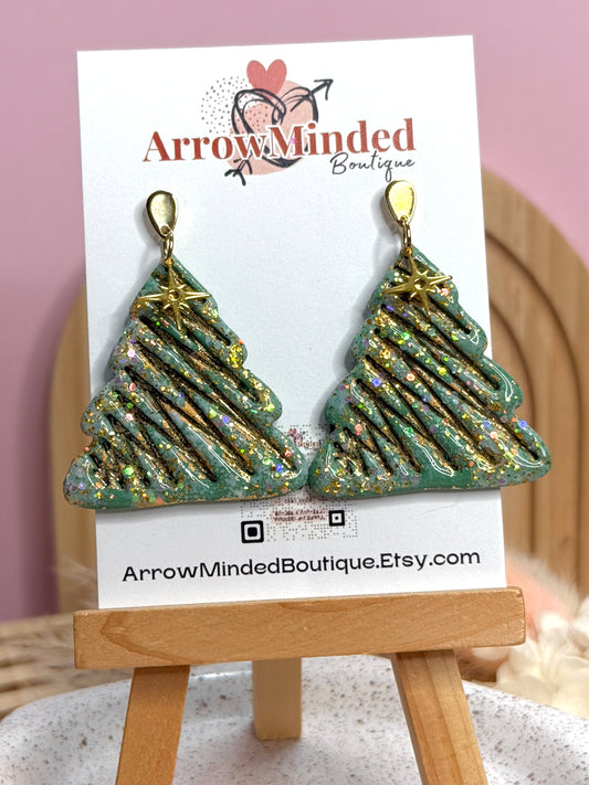 Handmade Festive Christmas Tree Earrings