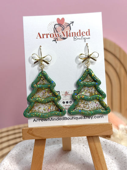 Handmade Sparkling Christmas Tree Earrings