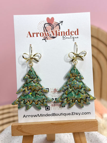 Handmade Dazzling Christmas Tree Earrings