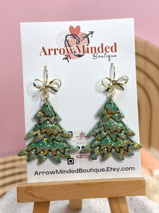Handmade Dazzling Christmas Tree Earrings