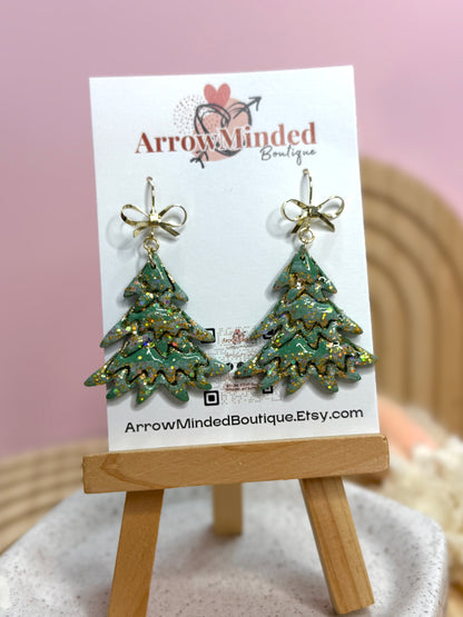 Handmade Dazzling Christmas Tree Earrings