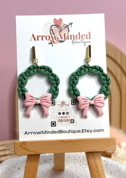 Handmade Christmas Wreath Earrings