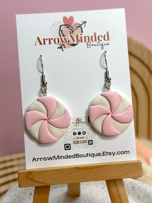 Handmade Christmas Pink Peppermint Dangles