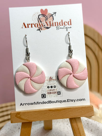 Handmade Christmas Pink Peppermint Dangles