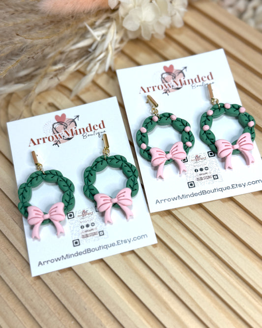 Handmade Christmas Wreath Earrings