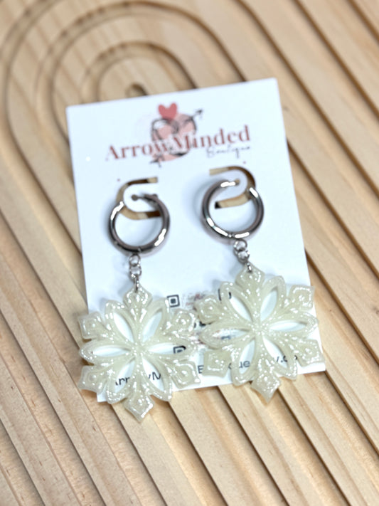 Handmade Shimmery Winter Snowflake Earrings