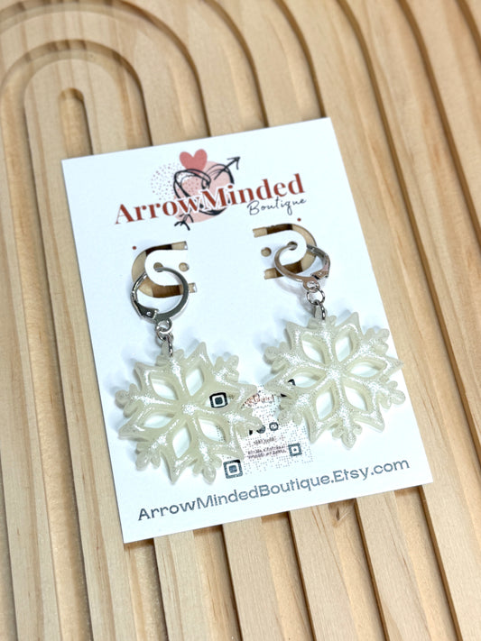 Handmade Shimmery Winter Snowflake Earrings