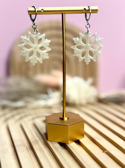 Handmade Shimmery Winter Snowflake Earrings