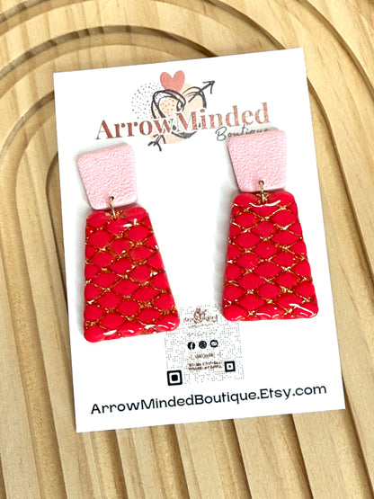 Handmade Hot Pink Gold Earrings