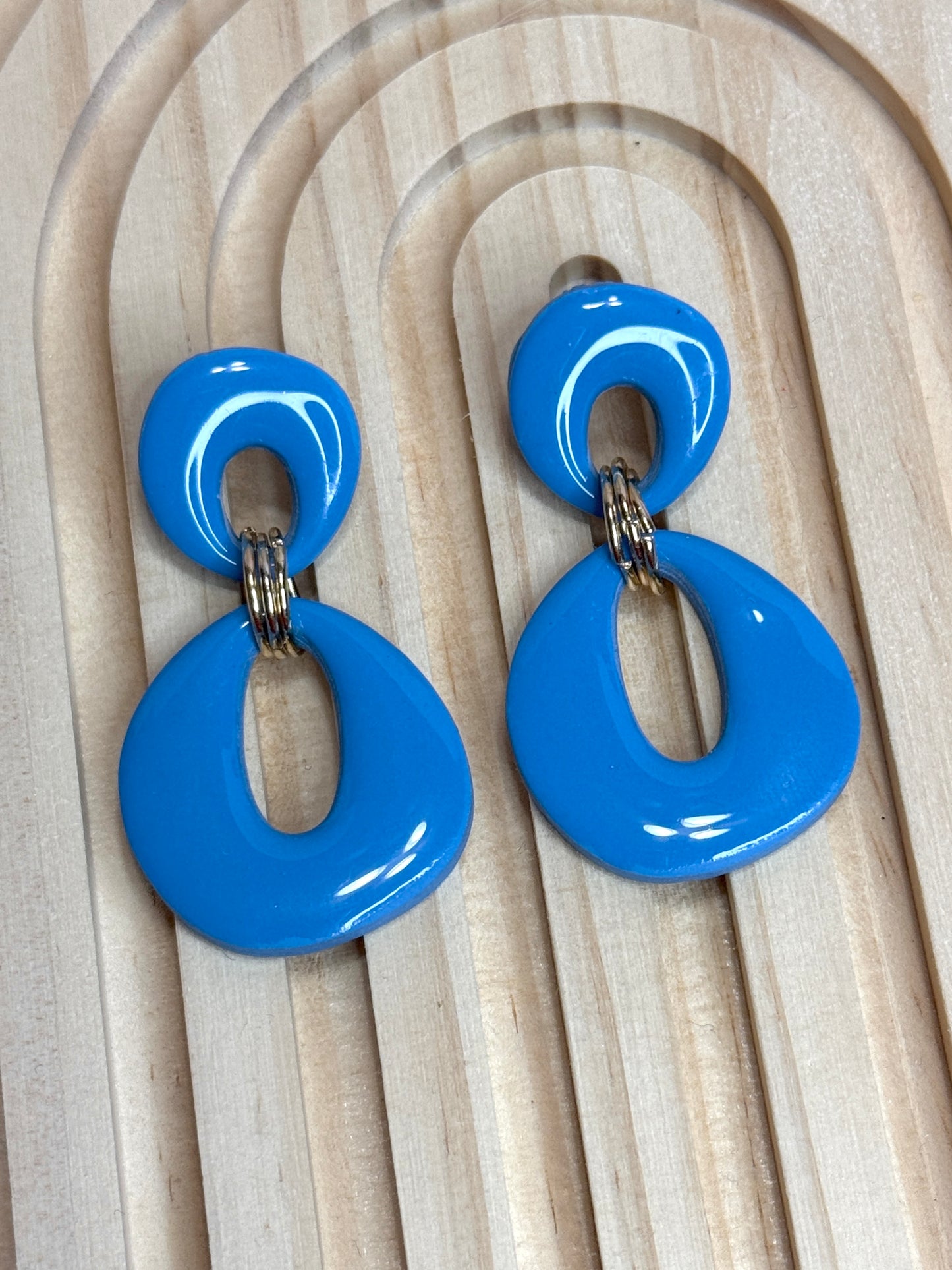 Handmade Simple Yet Fun Blue Organic Circle Dangles