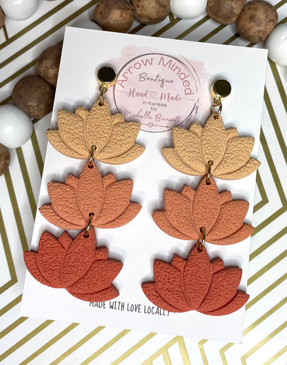Handmade Lotus Dangle Earrings
