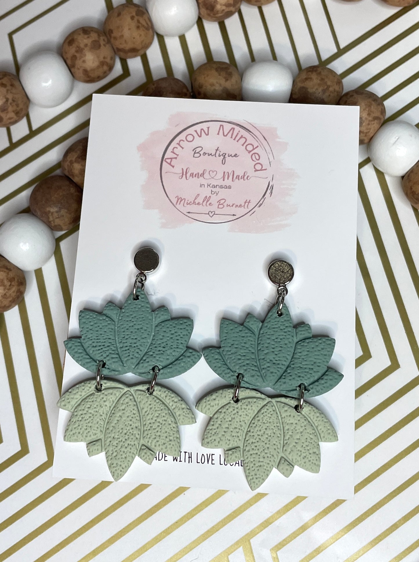 Handmade Lotus Dangle Earrings