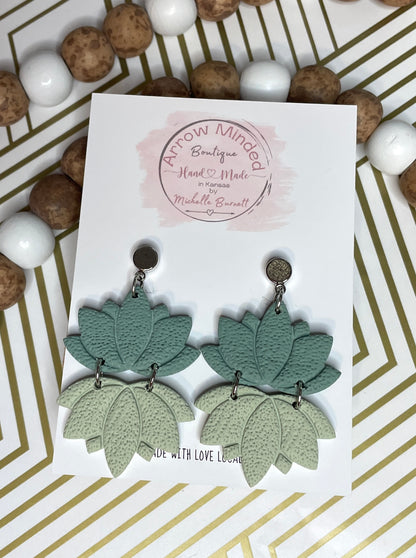 Handmade Lotus Dangle Earrings
