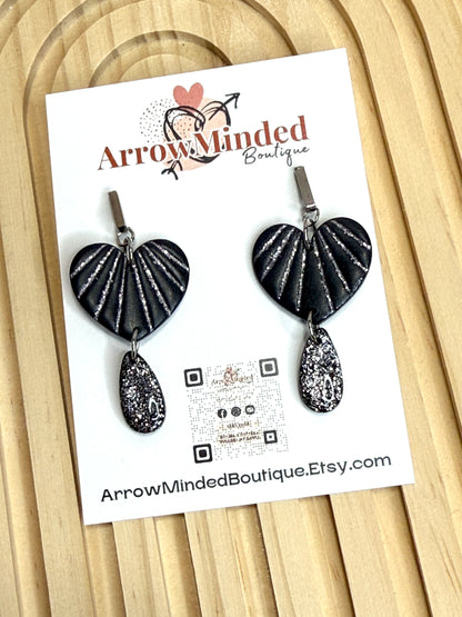 Handmade Sparkling Silvery Heart Dangles