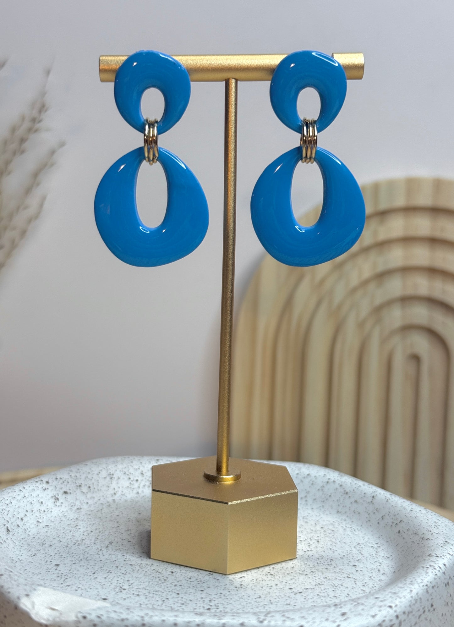 Handmade Simple Yet Fun Blue Organic Circle Dangles