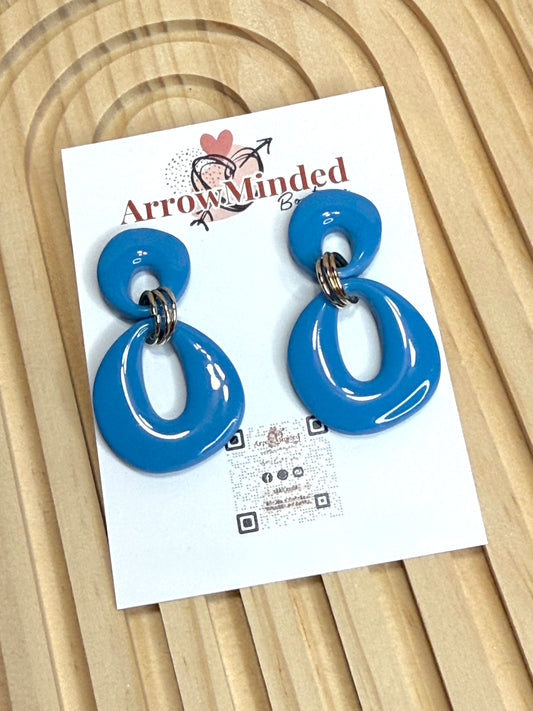 Handmade Simple Yet Fun Blue Organic Circle Dangles