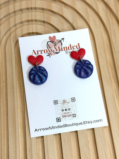 Handmade Red and Blue Basketball Dangles
