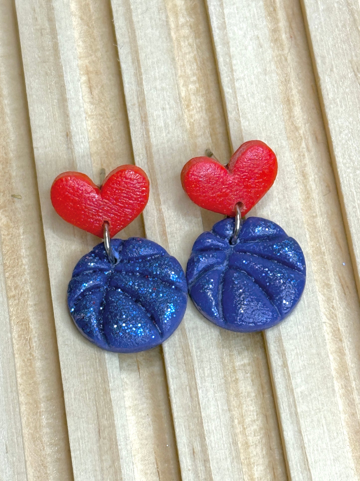 Handmade Red and Blue Basketball Dangles