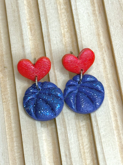 Handmade Red and Blue Basketball Dangles