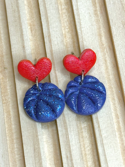Handmade Red and Blue Basketball Dangles