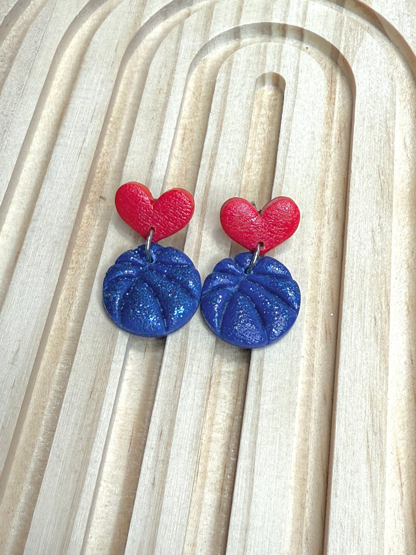 Handmade Red and Blue Basketball Dangles