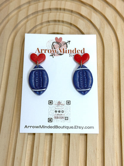 Handmade Red and Blue Football Dangles
