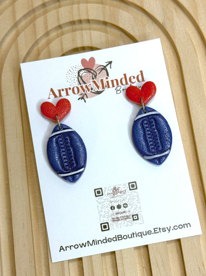 Handmade Red and Blue Football Dangles