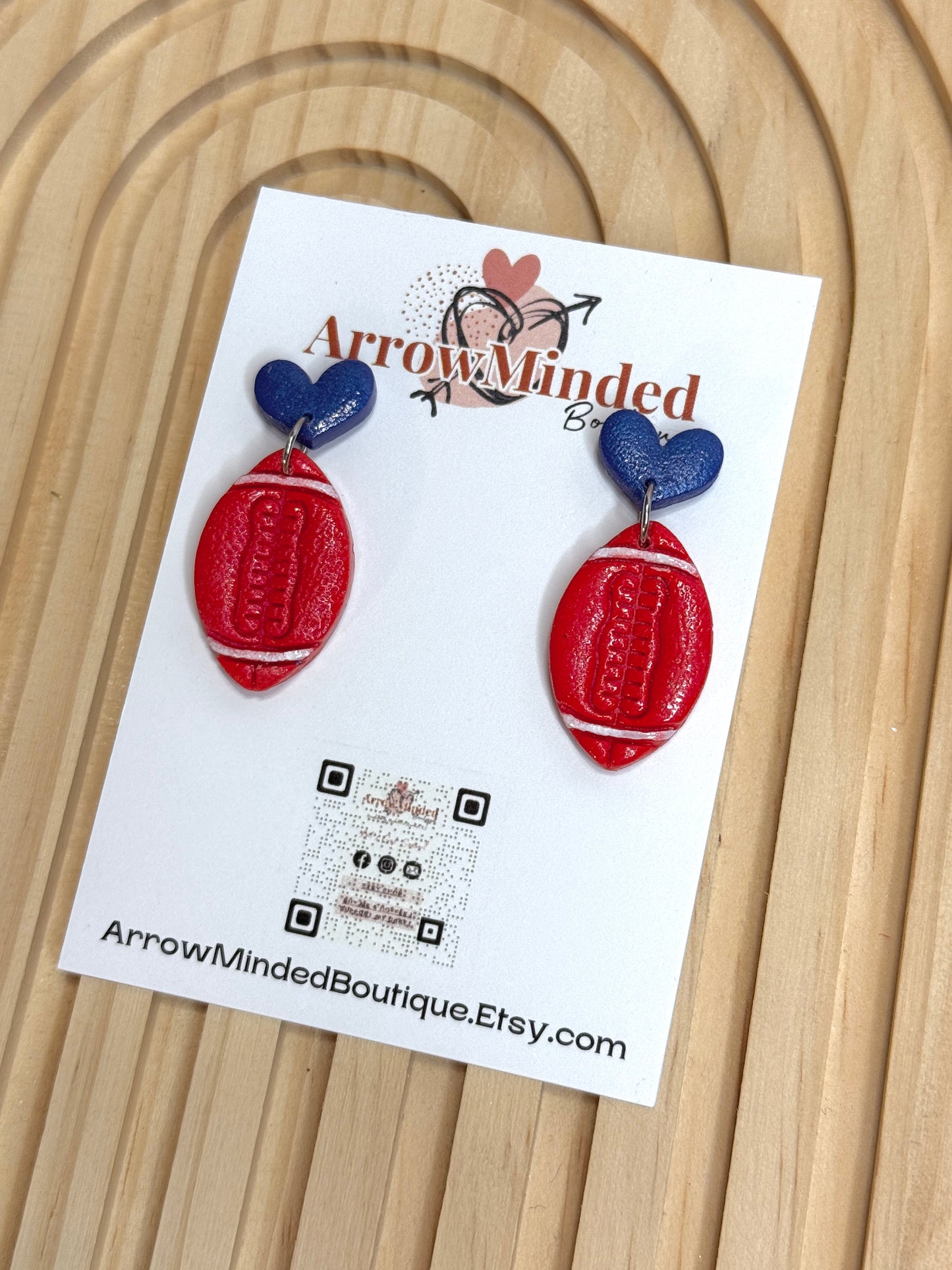 Handmade Red and Blue Football Dangles