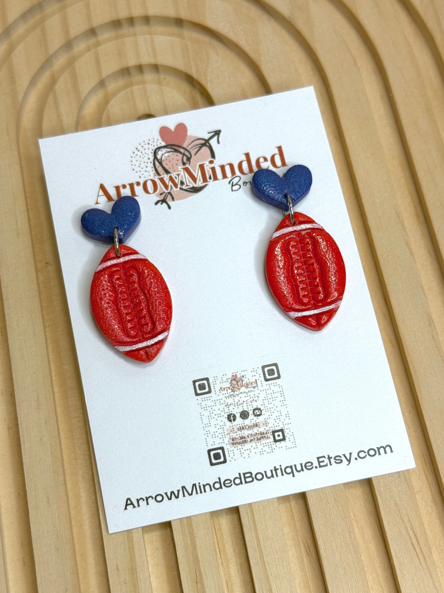 Handmade Red and Blue Football Dangles