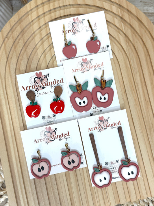 Handmade Teacher Apple Earrings