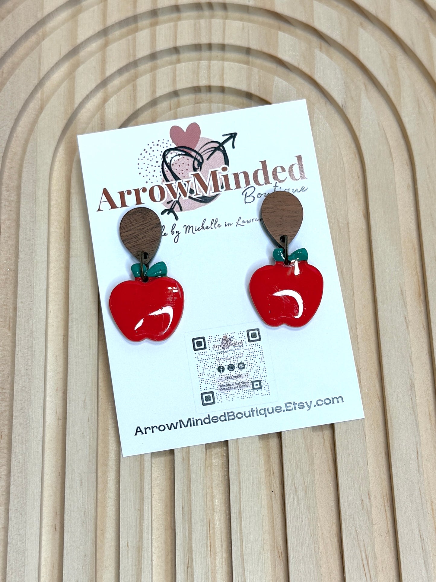 Handmade Teacher Apple Earrings