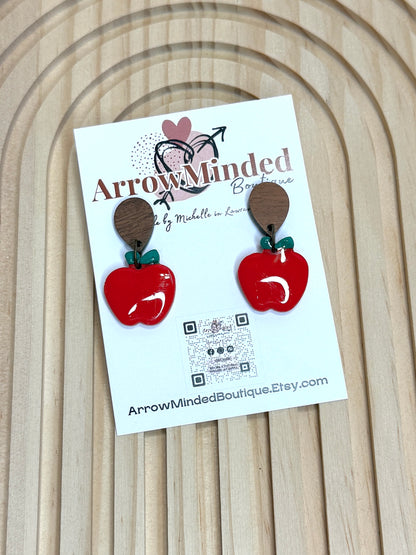 Handmade Teacher Apple Earrings