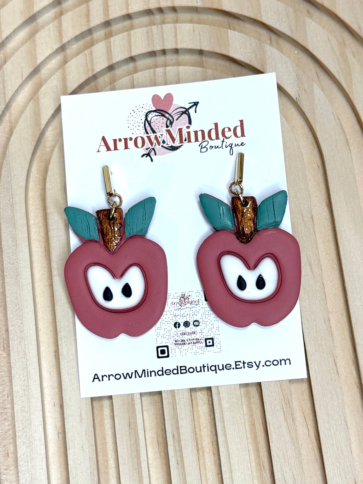 Handmade Teacher Apple Earrings