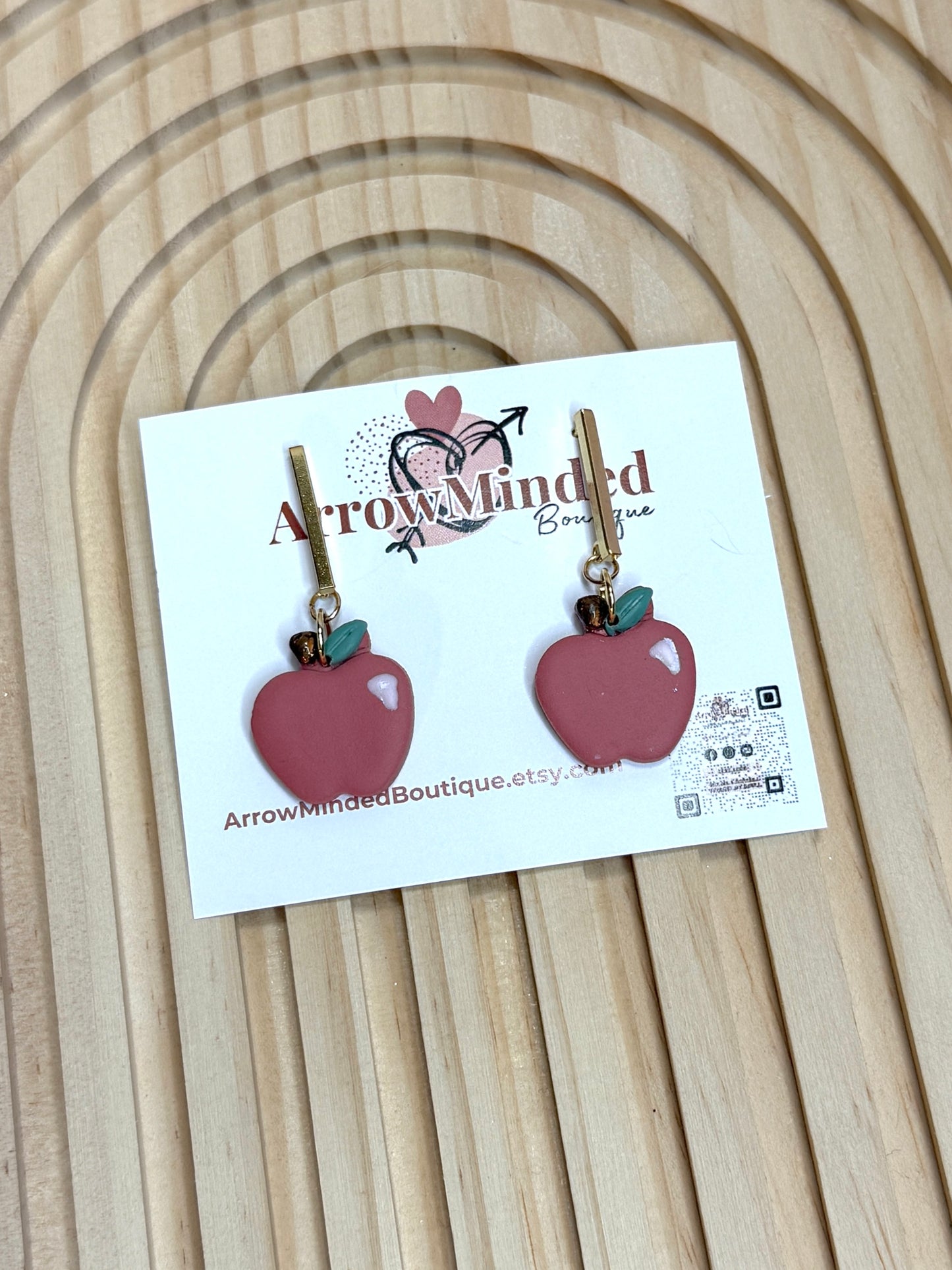 Handmade Teacher Apple Earrings
