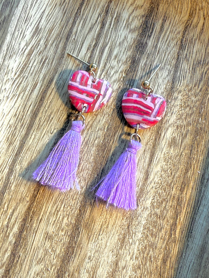 Handmade Crimson & Charm Heart Dangles