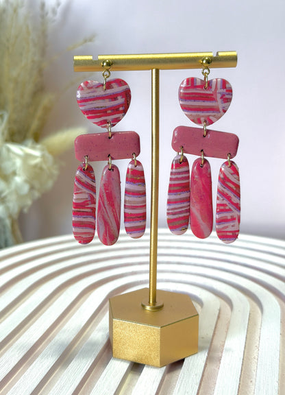 Handmade Crimson & Charm Heart Throb Dangles