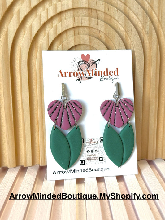 Handmade Sparkling Purple Heart Dangles