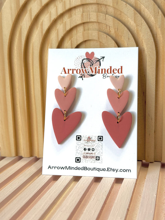 Handmade Triple Heart Dangles