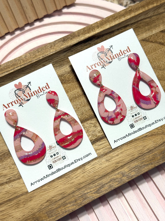 Handmade Crimson & Charm Pear Drop Dangles