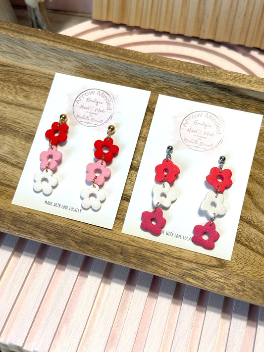 Handmade Triple Floral Dangles