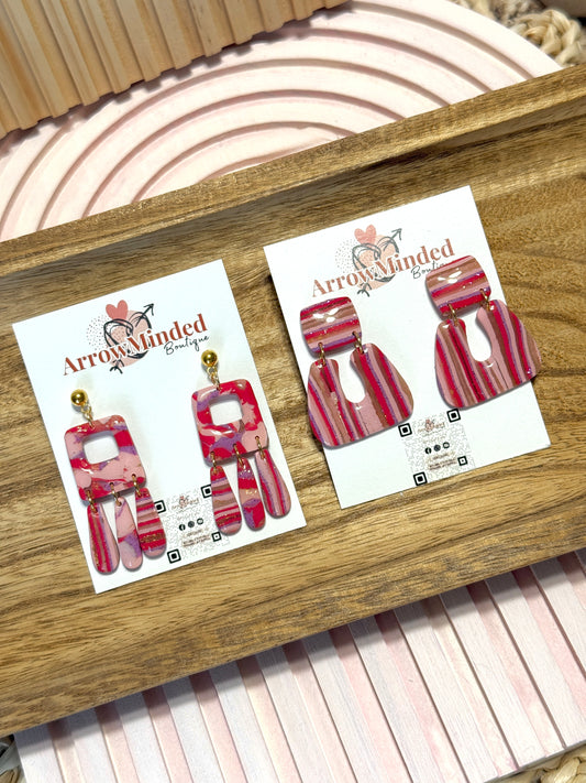 Handmade Crimson & Charm Square Dangles