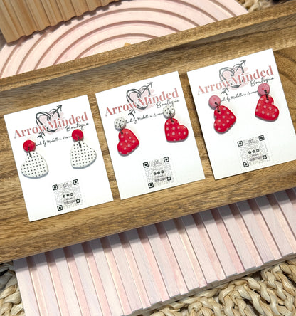 Handmade Polka-Dot Heart Dangles