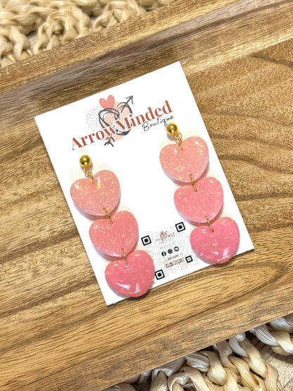 Handmade Pink Opal Heart Dangles