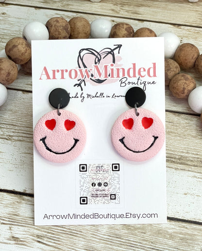 Handmade Smiley Face Love Emoji Earrings