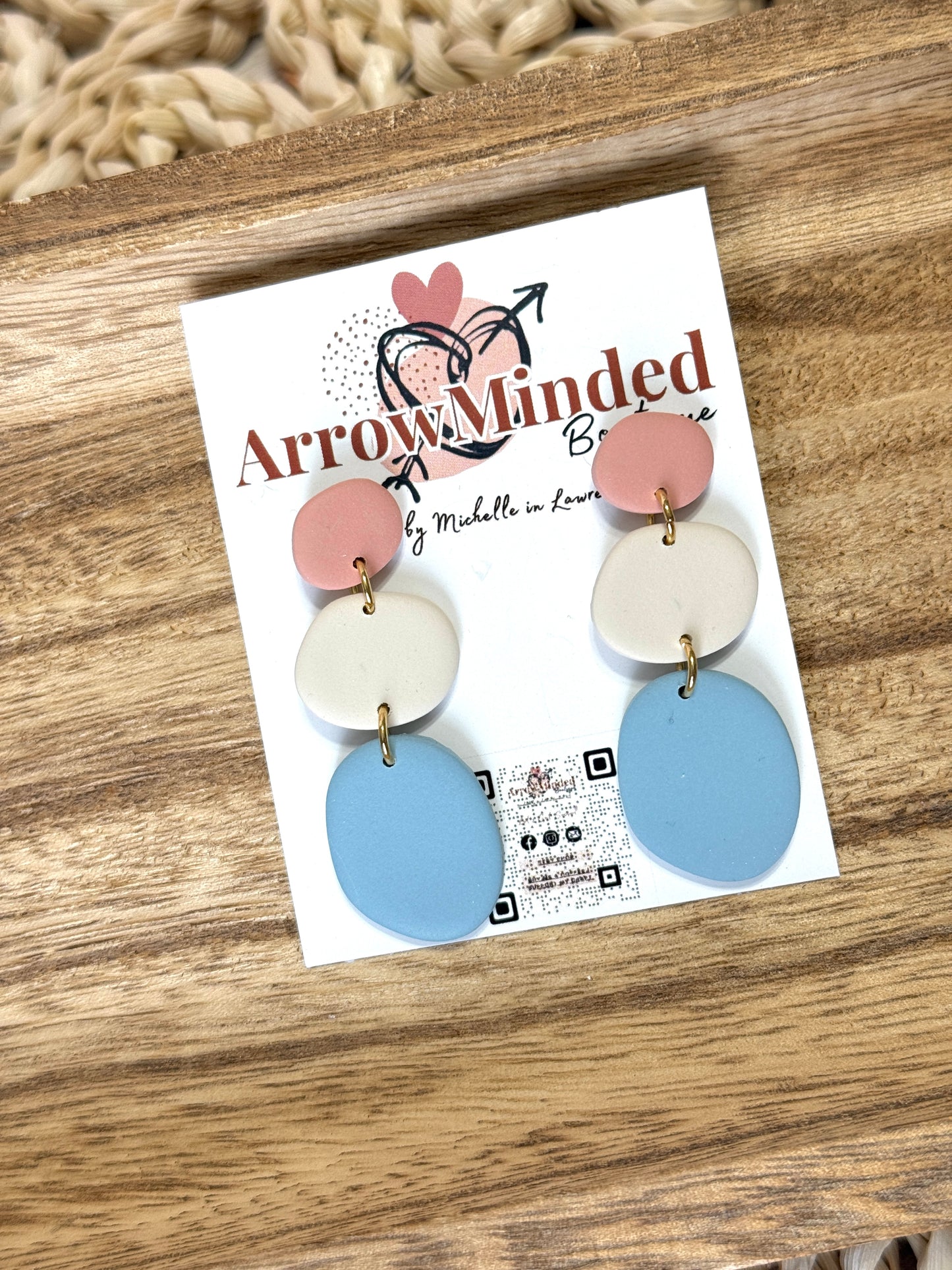 Handmade Clay & Bloom Pebble Earrings