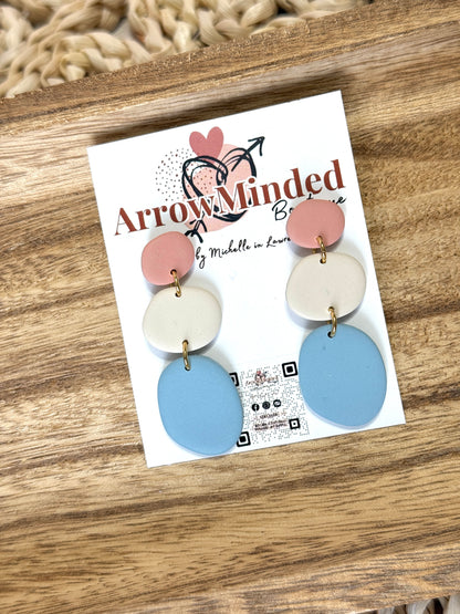 Handmade Clay & Bloom Pebble Earrings