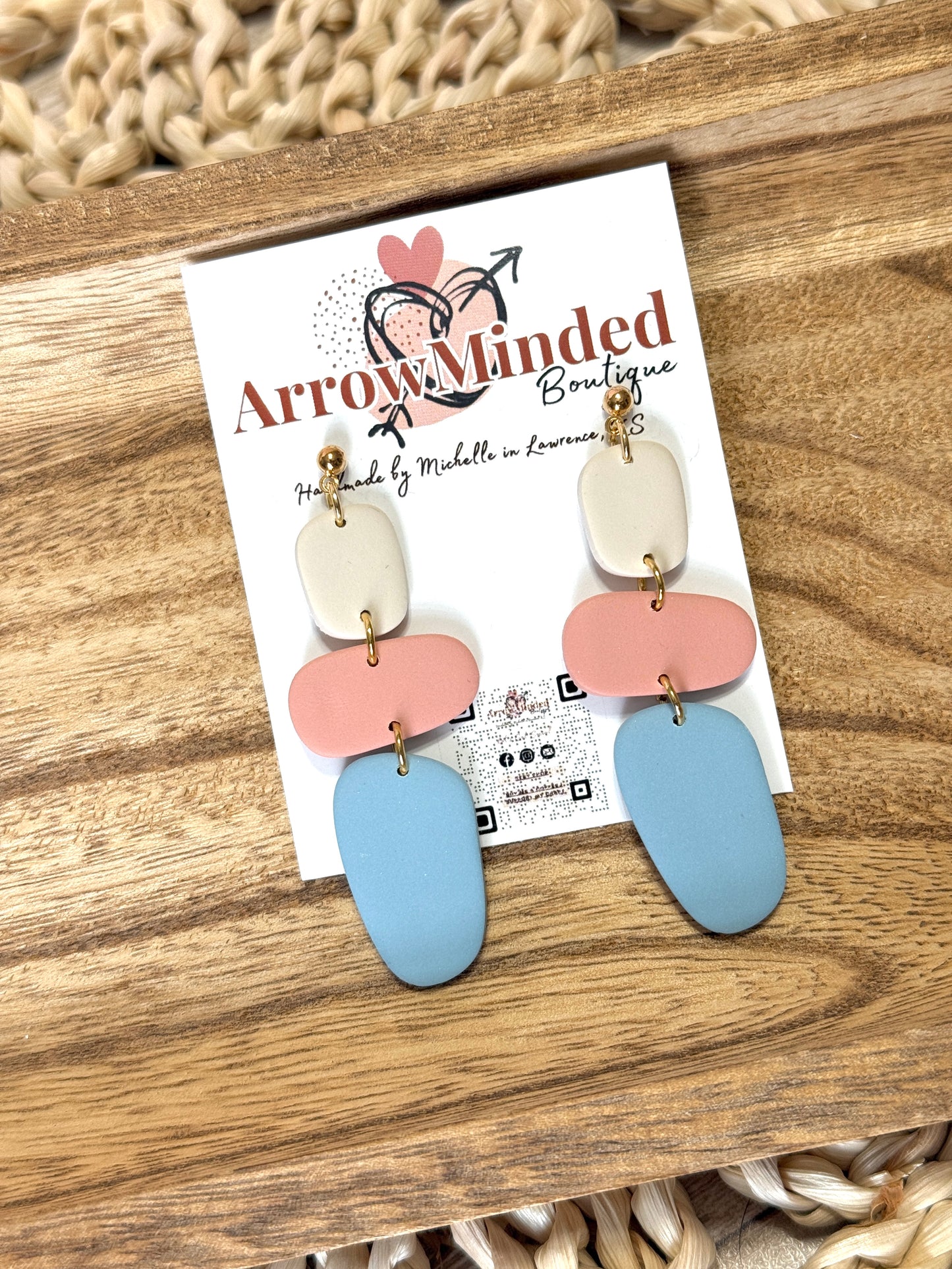 Handmade Clay & Bloom Pebble Earrings